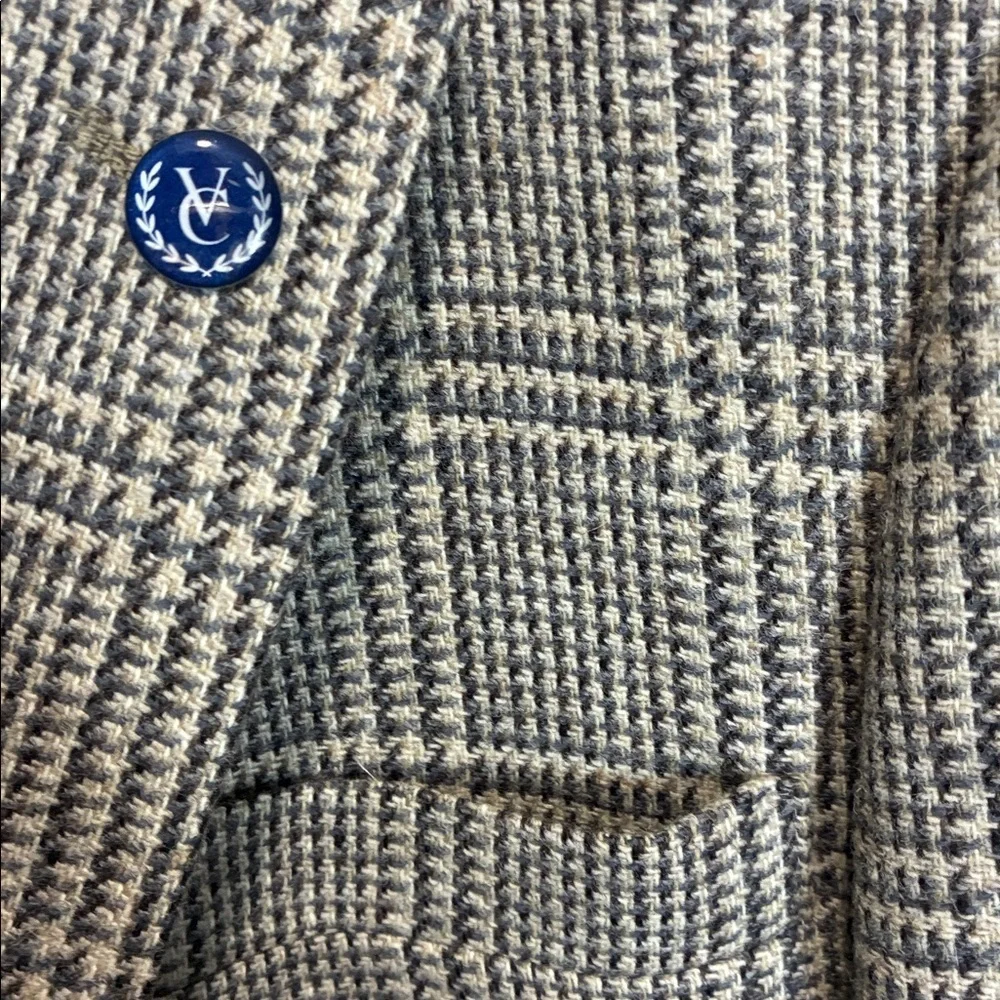 Saville Row Varsity Club Vintage 100% Wool Blazer Brown Plaid Sport Coat Men’s
